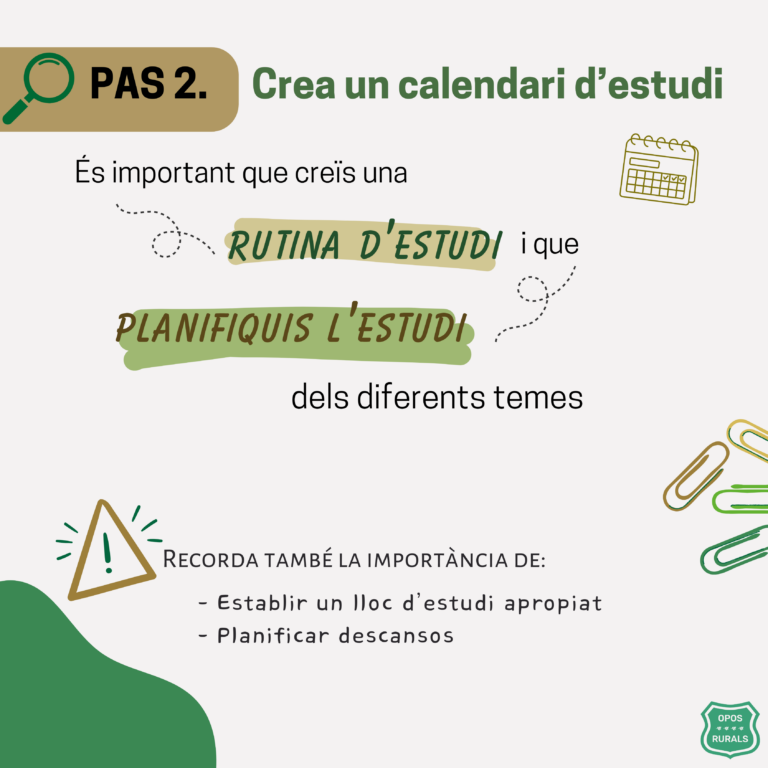 Planifica els temes que estudiaràs cada dia!